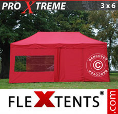 Barnum pliable FleXtents PRO Xtreme 3x6 m, Rouge avec 6 cotés